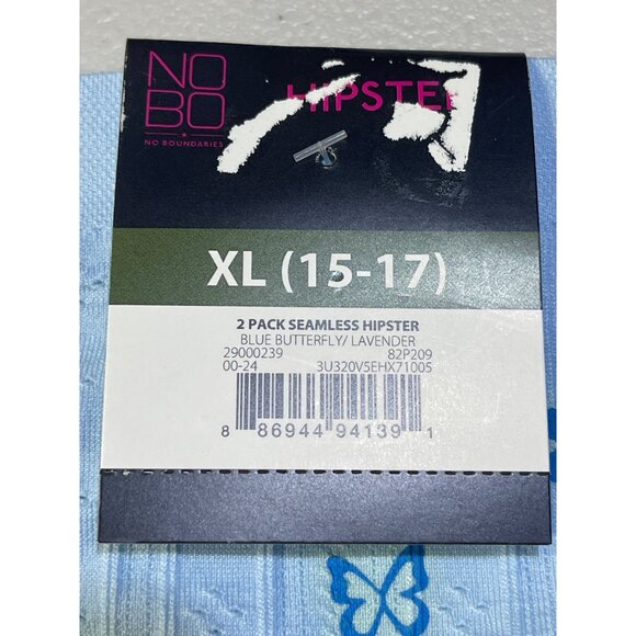 No Boundaries 2-Pack Seamless HIPSTER Panties XL Blue Butterfly & Lavender - Picture 6 of 7